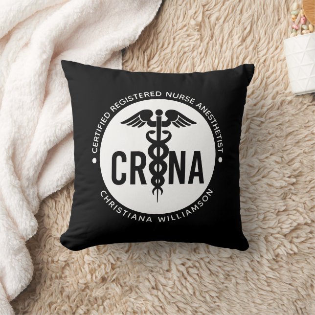 Custom CRNA Certified Registered Nurse Anesthetist Throw Pillow (Blanket)