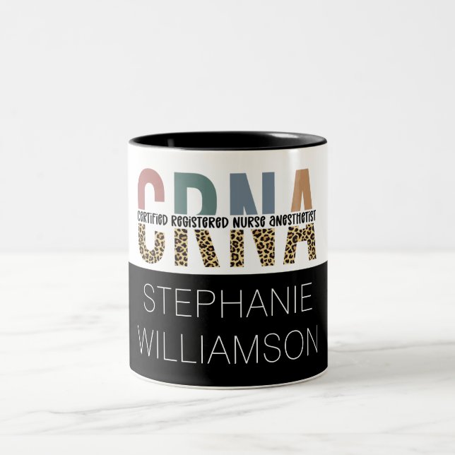 Custom CRNA Certified Registered Nurse Anesthetist Two-Tone Coffee Mug (Center)