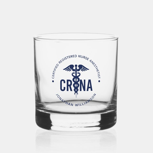 Custom CRNA Certified Registered Nurse Anesthetist Whiskey Glass (Front)