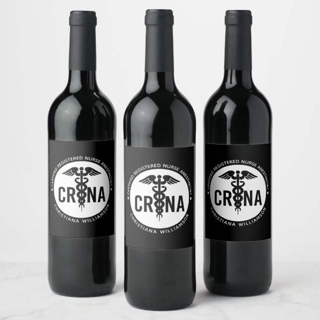 Custom CRNA Certified Registered Nurse Anesthetist Wine Label (Bottles)