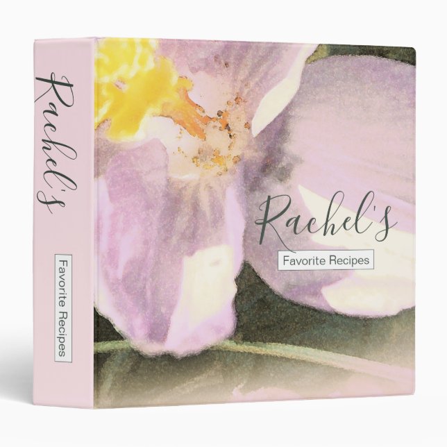 Custom Crocus Flower Beautiful Recipe Binder (Front/Spine)