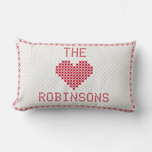 Custom Cross-stitch Couple Anniversary Gift Lumbar Pillow