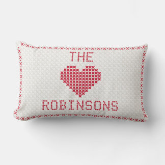 Custom Cross-stitch Couple Anniversary Gift Lumbar Pillow