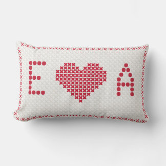 Custom Cross-stitch Wedding Anniversary Gift Lumbar Pillow