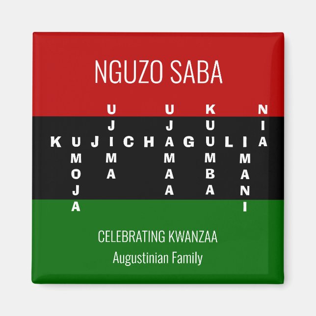 Custom Crossword NGUZO SABA Kwanzaa Magnet (Front)