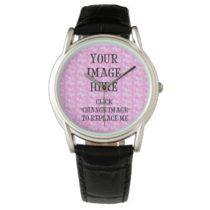 Custom Crown Protector Black Leather Wrist Watch ~