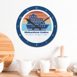 Custom Cruise Ship Boat Captain Beach Round Clock<br><div class="desc">Cool custom cruise ship clock for your family reunion or spring break trip to Bermuda,  The Bahamas,  or The Caribbean. Customize this cute wall clock for an ocean liner worker or boat captain.</div>