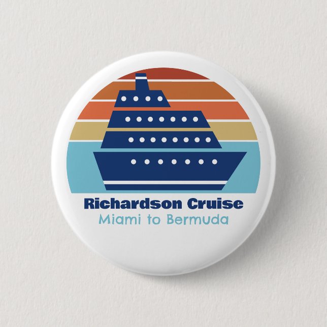 Custom Cruise Ship Family Trip Sunset Keepsake 2 Inch Round Button (Front)