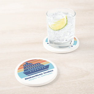 Custom Cruise Ship Family Trip Sunset Keepsake Coaster