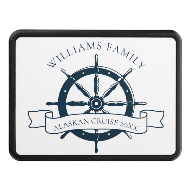 Custom Cruise Ship Nautical Wheel Boat Captain Trailer Hitch Cover (Front)