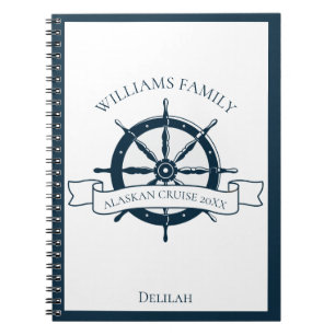 Custom Cruise Ship Nautical Wheel Boat Vacation Notebook