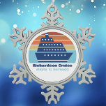 Custom Cruise Ship Sunset Family Vacation Snowflake Pewter Christmas Ornament<br><div class="desc">Cool custom cruise ship Christmas ornament for your family reunion or spring break trip to Bermuda,  The Bahamas,  or The Caribbean. Customize this cute keepsake with your family name and destination or year.</div>