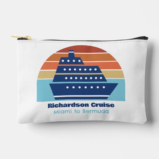 Custom Cruise Ship Sunset Vacation Accessory Pouch (Front)