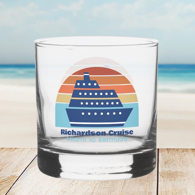 Custom Cruise Ship Trip Sunset Keepsake Whiskey Glass (Creator Uploaded)