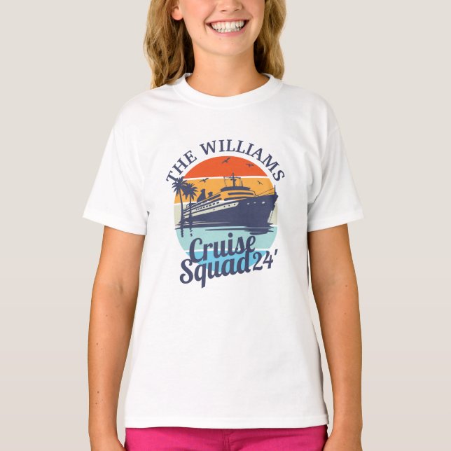 Custom Cruise Squad Family Group Friends Sunset T-Shirt (Front)