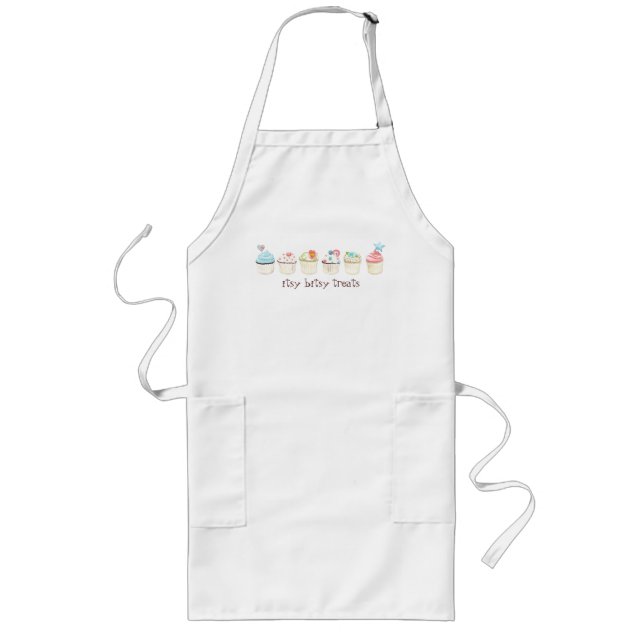 Custom Cupcake Sweet Shoppe Business Uniform Long Apron (Front)