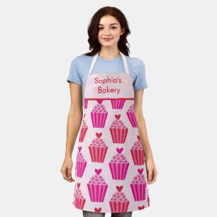 Custom Cupcakes with Red and Pink Hearts Apron