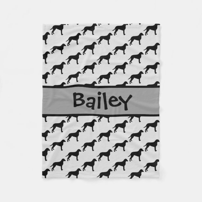 Custom Curly-Coated Retriever Dog Silhouette Fleece Blanket (Front)