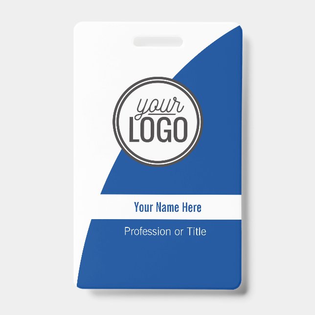 Custom Curved ColorBlock Dark Blue Professional Badge (Front)