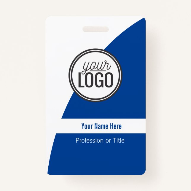 Custom Curved ColorBlock Dark Blue Professional Badge (Front)