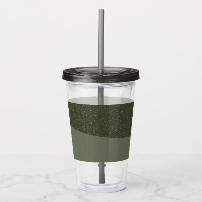 Custom Curved Diagonal Moss Green Acrylic Tumbler (Front)