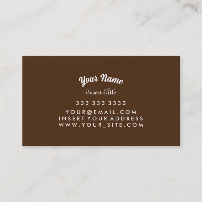 Custom Curved Text Brown Background Business Card (Front)