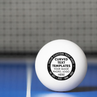 Custom Curved Text Photo Logo White Ping Pong Ball
