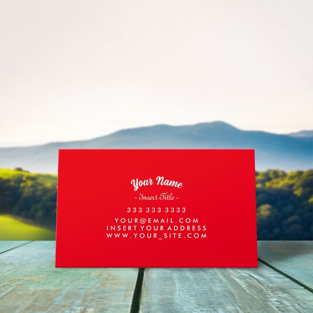 Custom Curved Text Red Background Business Card (Creator Uploaded)