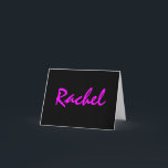 Custom Custom Bat Mitzvah Thank You Note Card<br><div class="desc">Custom personalized thank you card with the Bat Mitzvah girl's name in vibrant hot pink on a glossy black background. Matching postage stamp is false available.</div>