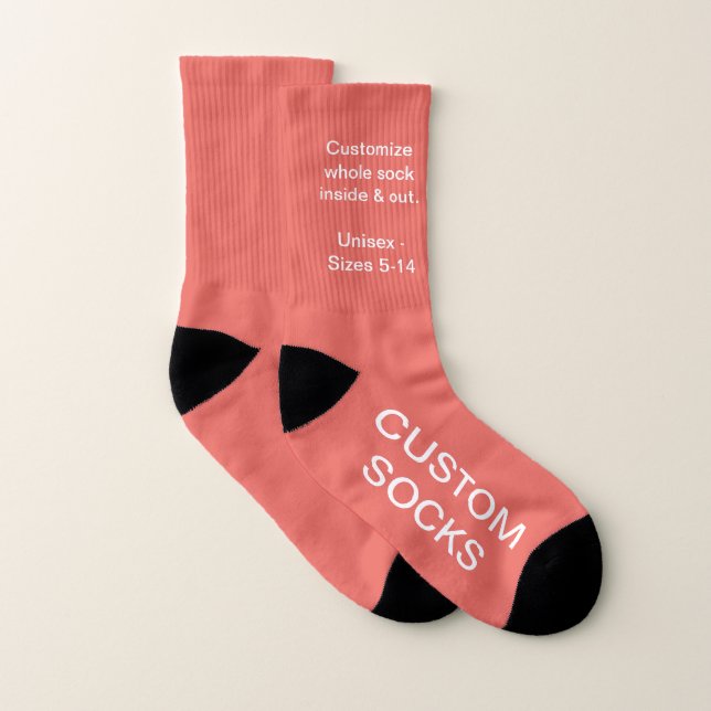 Custom Customizable Large Salmon Pink Socks (Pair)