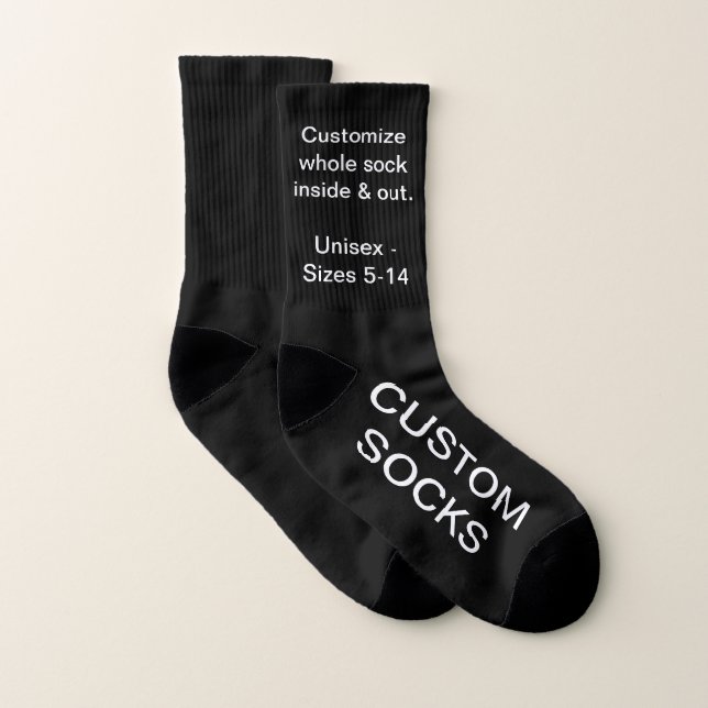 Custom Customizable Small Black Socks (Pair)