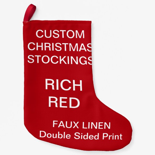 Custom Customizable SMALL RED Christmas Stocking (Front)