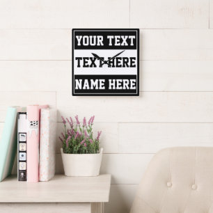 Custom customize name text personalize gift square wall clock