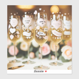 Custom-Cut Champagne glass stickers with c Sticker