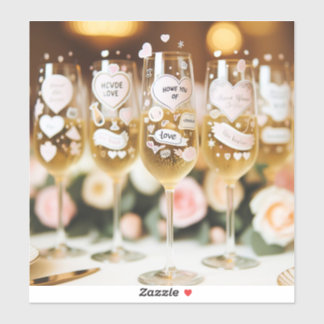 Custom-Cut Champagne glass stickers with c Sticker