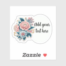 Custom cut sticker - customizable text - floral