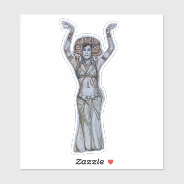 Custom-Cut Vinyl Sticker belly dancer  (Sheet)