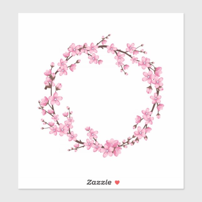 CUSTOM CUT VINYL STICKER : CHERRY BLOSSOM WREATH (Sheet)