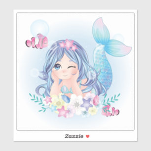 CUSTOM CUT VINYL STICKER : CUTE MERMAID