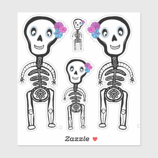 Custom-Cut Vinyl Sticker happy skeletons (Sheet)