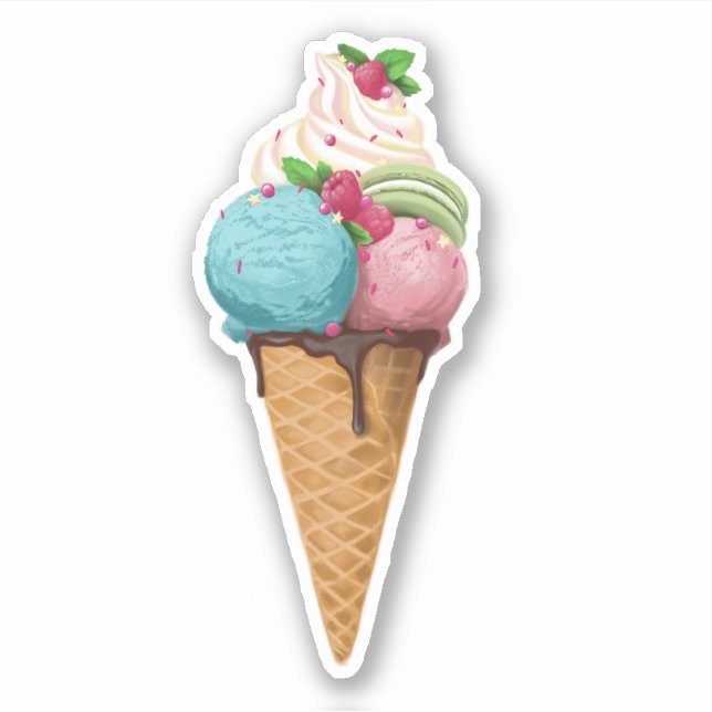 Custom-Cut Vinyl Sticker Ice Cream.  (Front)