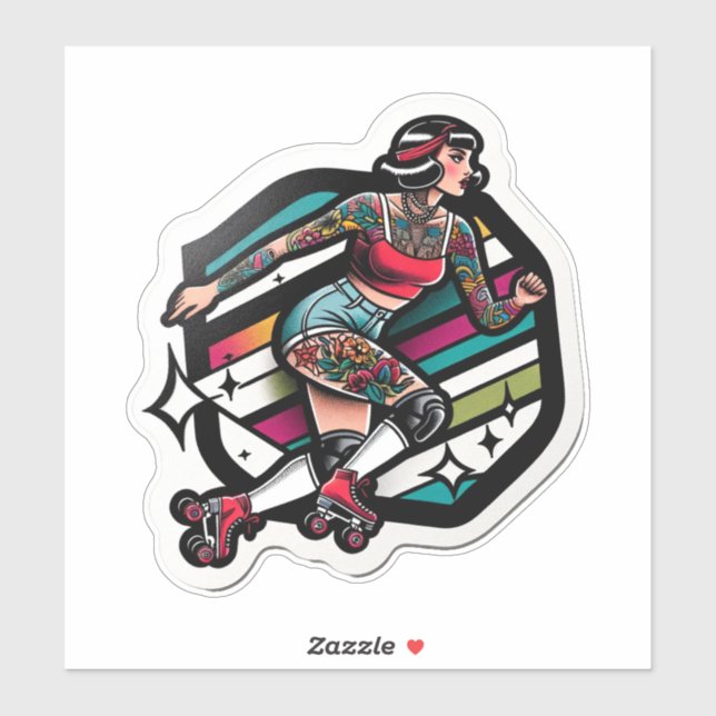 Custom-Cut Vinyl Sticker: Roller Girl (Sheet)