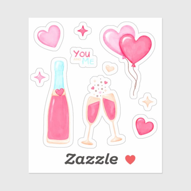 Custom-Cut Vinyl Sticker Valentine's Day with Hear (Sheet)
