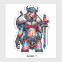 Custom-Cut Vinyl Sticker: Warrior Woman