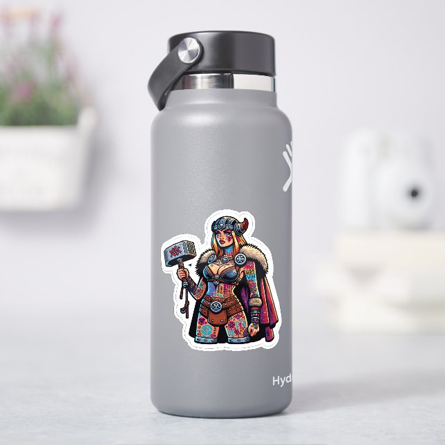 Custom-Cut Vinyl Sticker: Warrior Woman (HydroFlask)