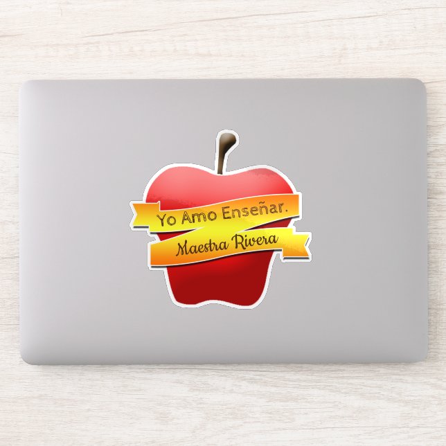 Custom-Cut Vinyl Sticker- Yo amo enseñar (Computer)