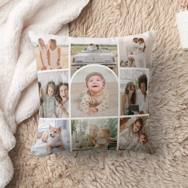 Custom Cute 9 Photos Collage Arch Throw Pillow (Creator Uploaded)