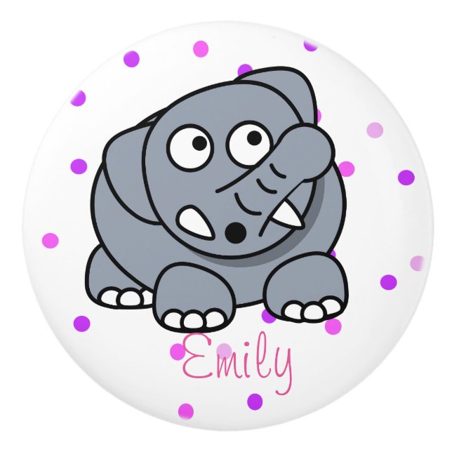 Custom cute and funny baby elephant ceramic knob (Front)