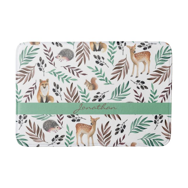 Custom Cute Animals Kid's Room Decor Bath Mat (Front)