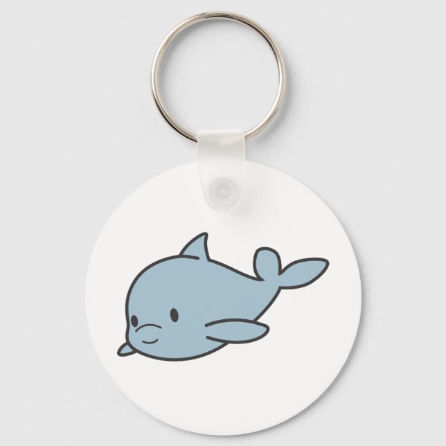 Custom Cute Baby Dolphin Cartoon Keychain (Front)